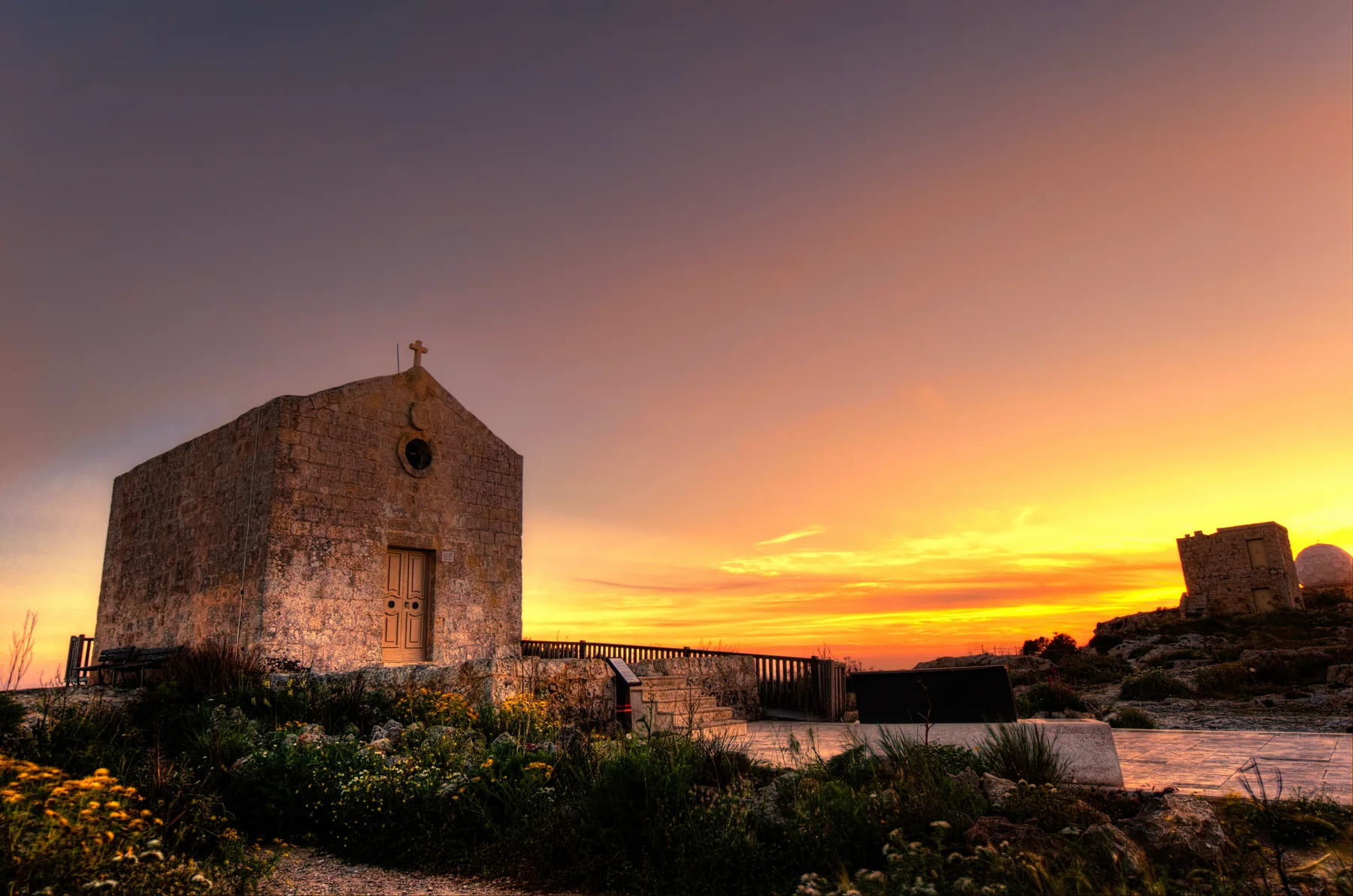 Saint Mary Magdalene Chapel at the Dingli cliff edge during sunset