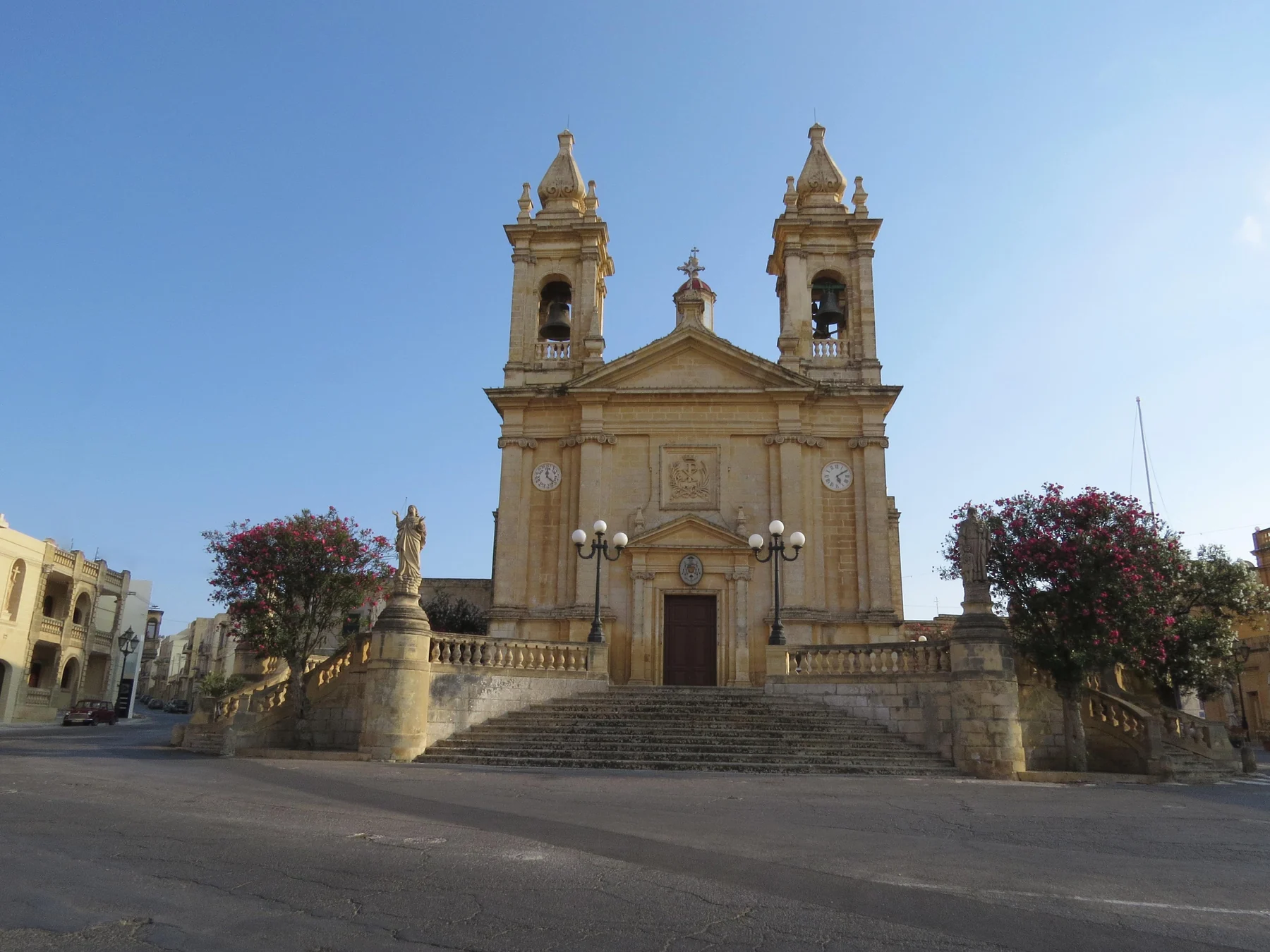 Parish Church of Saint Margaret and its square in Ta' Sannat, Gozo